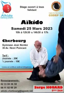 Arts martiaux bien être zen, affiche stage proposé par Aikido Cherbourg Cotentin