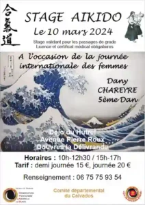 Aikido Cherbourg Cotentin affiche stage arts martiaux : Dany CHAREYRE à Douvres